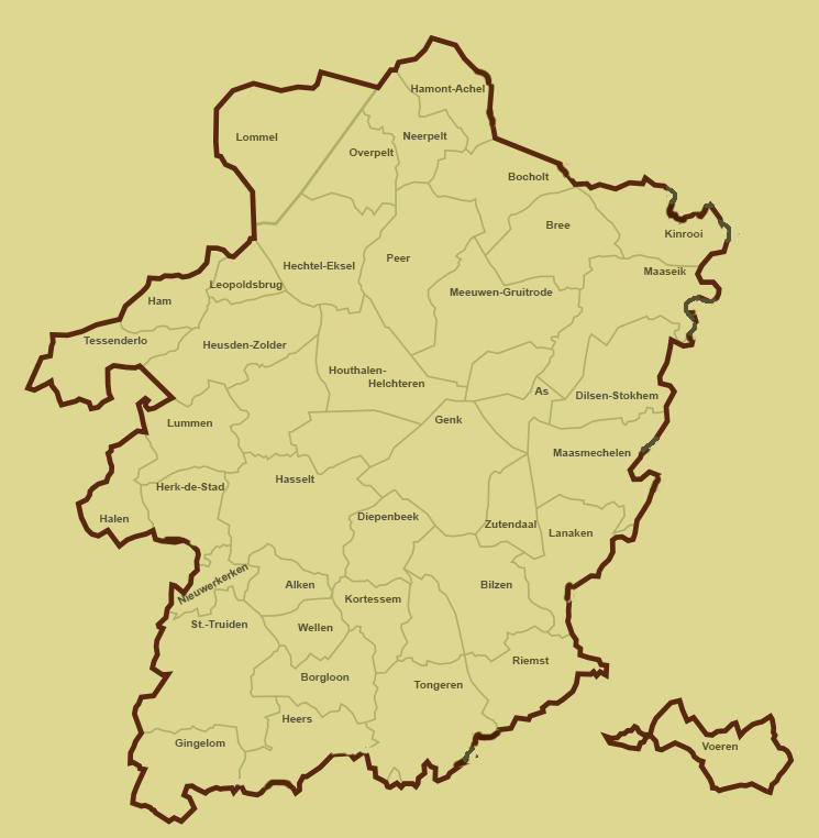 Kaart provincie Limburg