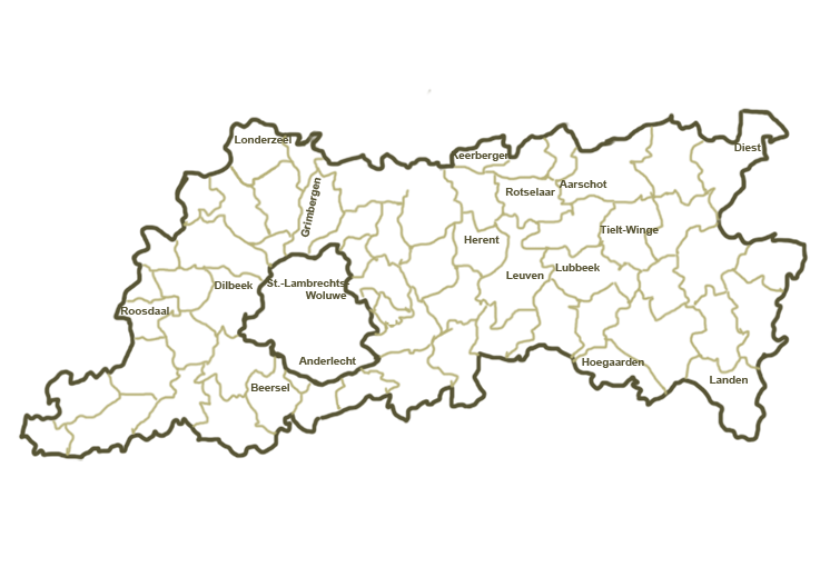 Kaart provincie Vlaams-Brabant